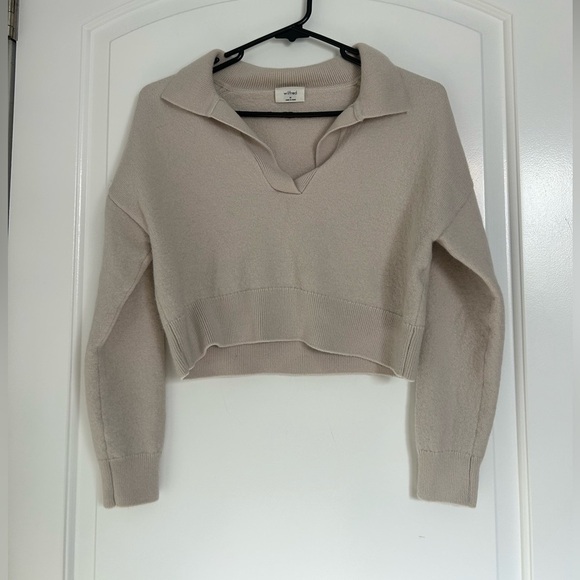 Wilfred Aritzia Clara Merino wool Polo Collared Sweater size medium preppy - Picture 2 of 11